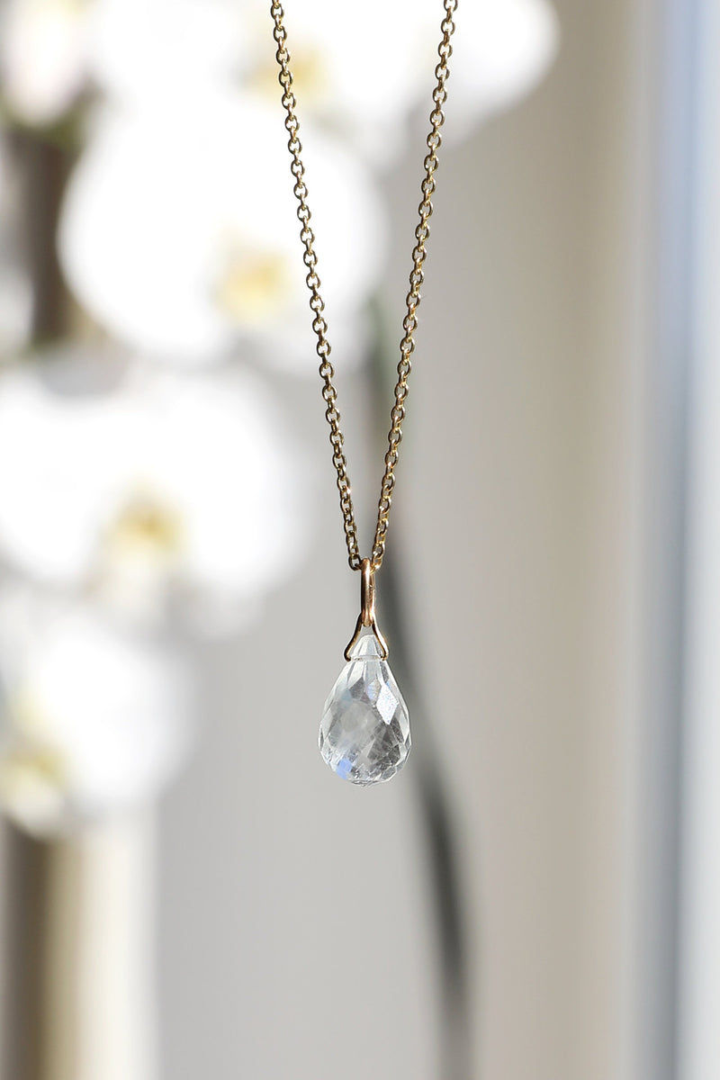 Natural Aquamarine Drop Necklace in Gold, Rose Gold or Silver - March Birthstone - Crystal Gemstone Necklace, Personalized Gift For Women