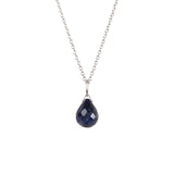 Blue Sapphire Drop Necklace in Sterling Silver