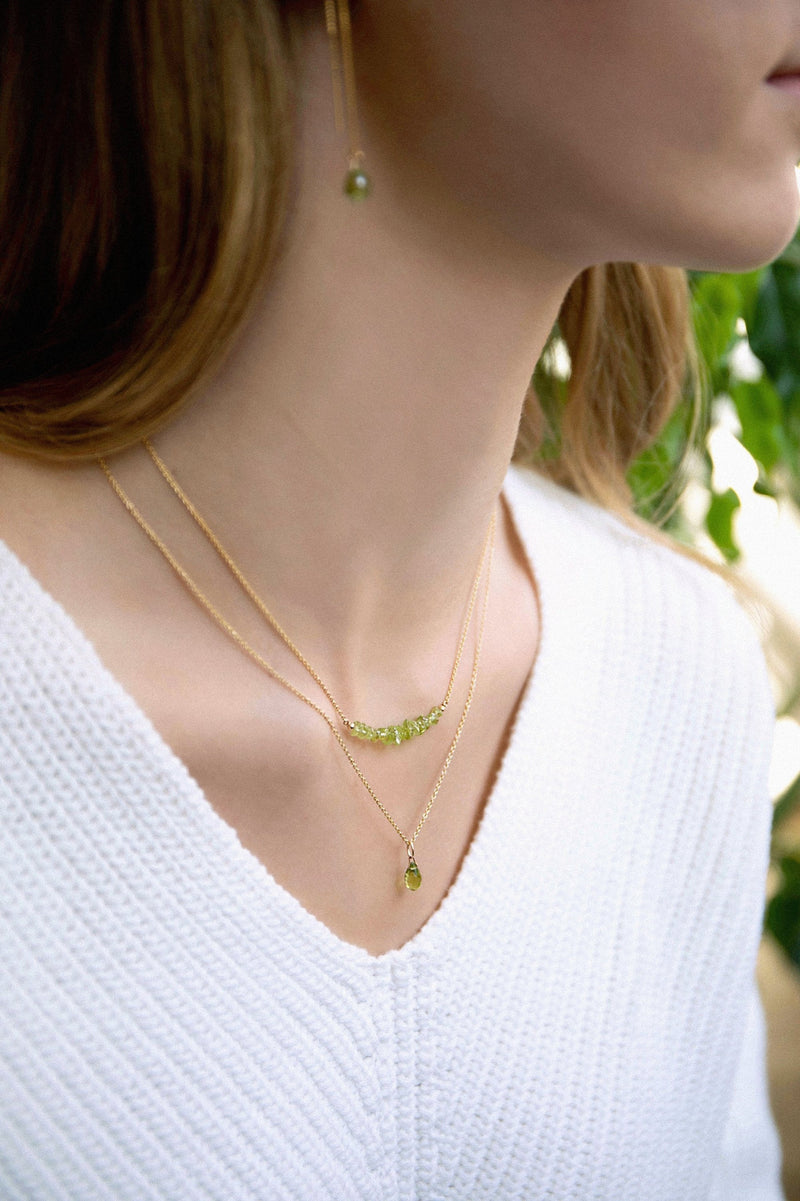 Genuine Peridot Drop Necklace in Gold, Rose Gold or Silver - August Birthstone - Crystal Gemstone Necklace, Personalized Gift For Women