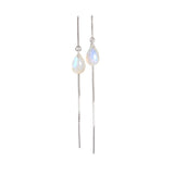 Rainbow Moonstone Threader Earrings in 14k Solid Gold, Rose Gold or Sterling Silver - June Birthstone - &quot;Splash&quot; - Gift for Women