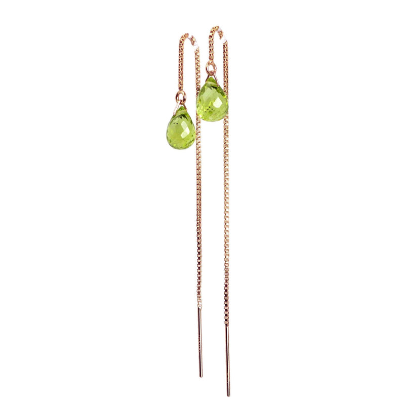 Peridot Drop Threader Earrings in Rose Gold - Boutique Baltique