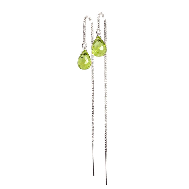 Peridot Drop Threader Earrings in Silver - Boutique Baltique