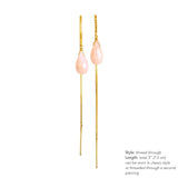 Pink Opal Threader Earrings in 14k Solid Gold, Rose Gold or Sterling Silver - October Birthstone - &quot;Splash&quot; - Gift for Women