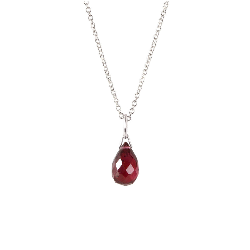 Garnet Drop Necklace in Sterling Silver - Boutique Blatique