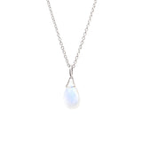 Rainbow Moonstone Drop Necklace in Sterling Silver - Boutique Baltique