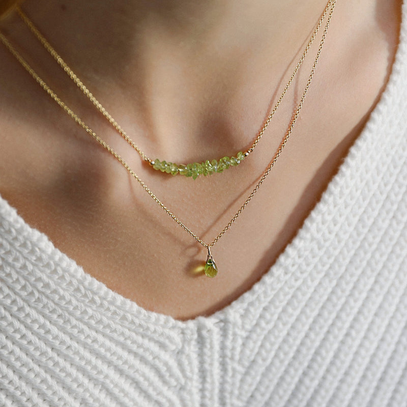Genuine Peridot Drop Necklace in Gold, Rose Gold or Silver - August Birthstone - Crystal Gemstone Necklace, Personalized Gift For Women