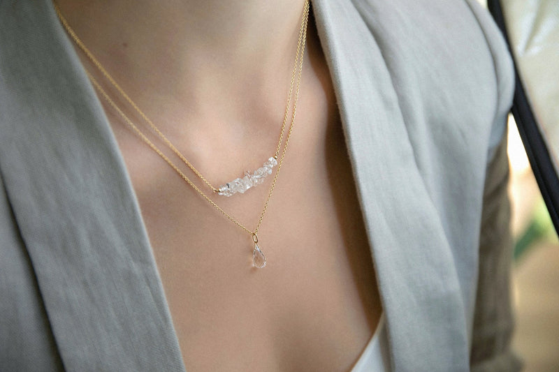 Genuine Rock Crystal Drop Necklace in Gold, Rose Gold or Silver - April Birthstone - Crystal Gemstone Necklace, Personalized Gift For Women