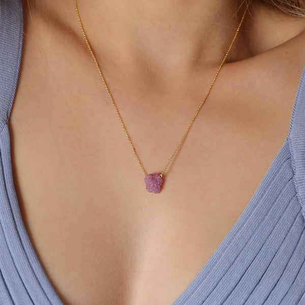 Raw Pink Sapphire Necklace