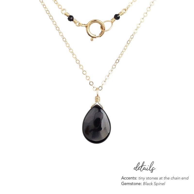 Black Spinel Pendant Necklace - Boutique Baltique