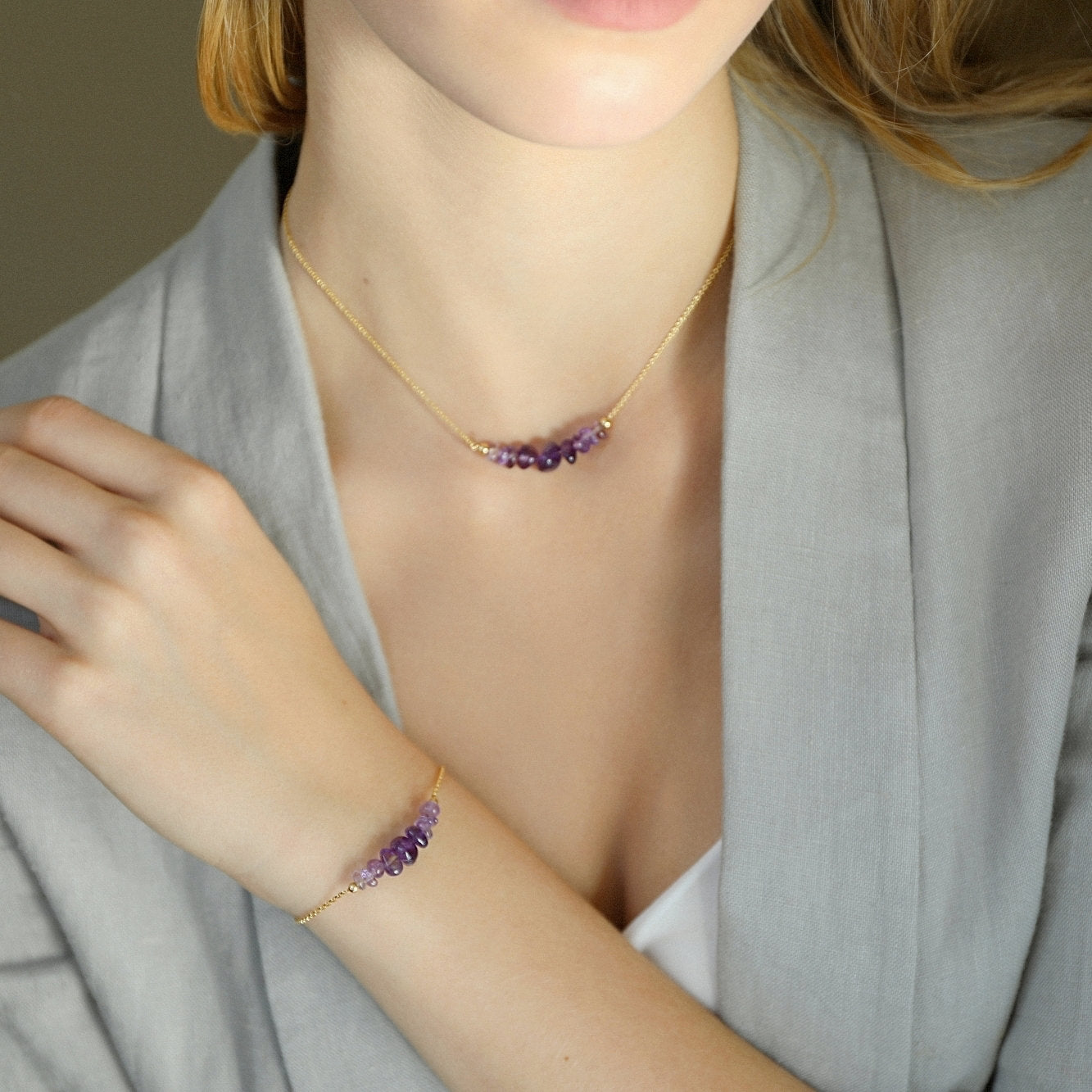 Raw Amethyst Bracelet and Necklace set - Jewlery by Boutique Baltique