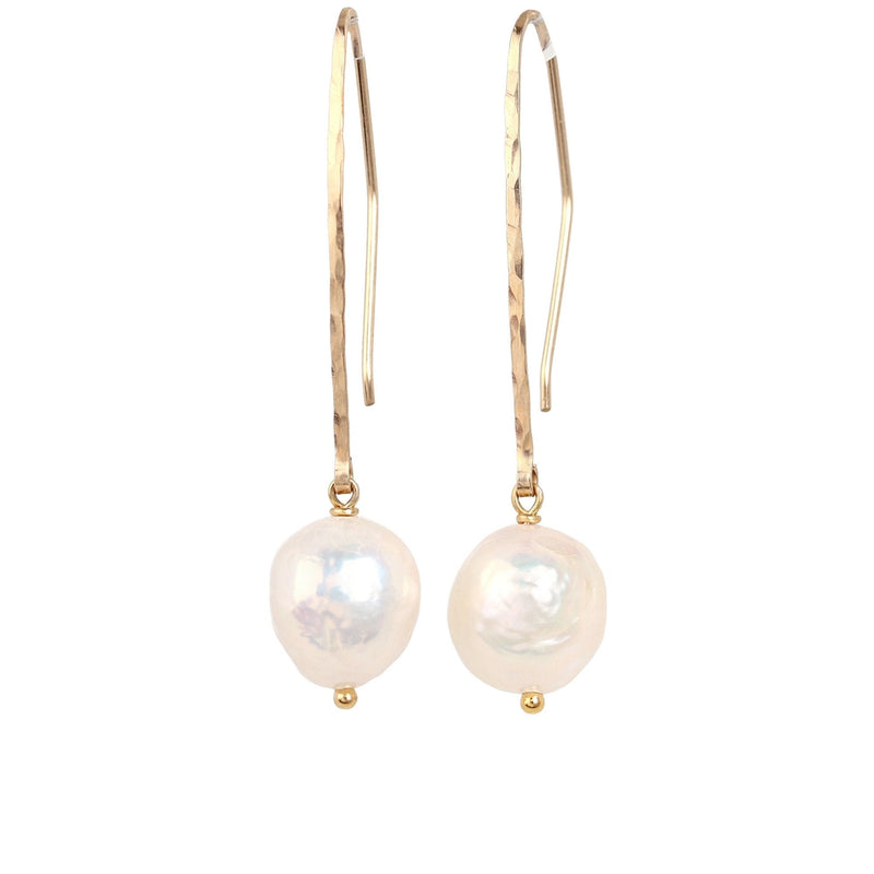 Baroque Edison Pearl Earrings, Wrinkle Pearl Dangle Earrings in 14k Gold Filled, Rose Gold Filled or Sterling Silver, Gift For Women