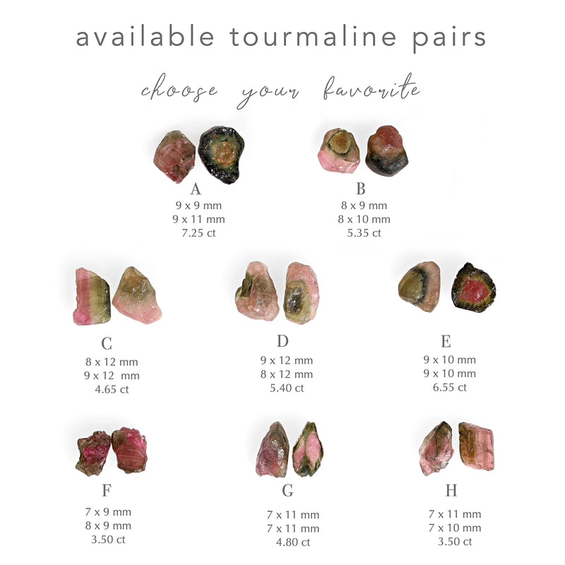 Raw Watermelon Tourmaline Earrings, Stone Selection