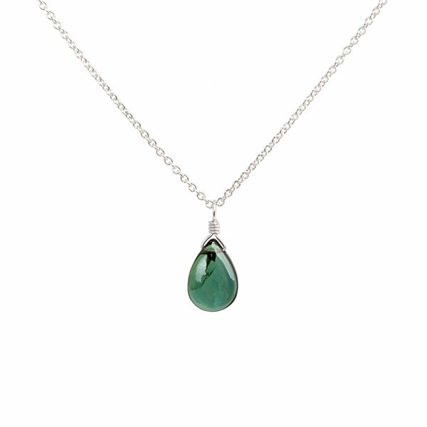 Green Tourmaline Pendant Necklace in Sterling Silver - Boutique Baltique