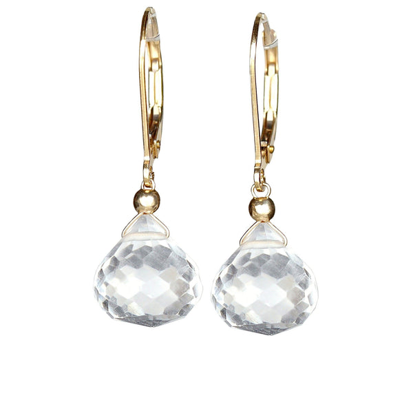 Rock Crystal Earrings in Gold - Clear Quartz Earrings