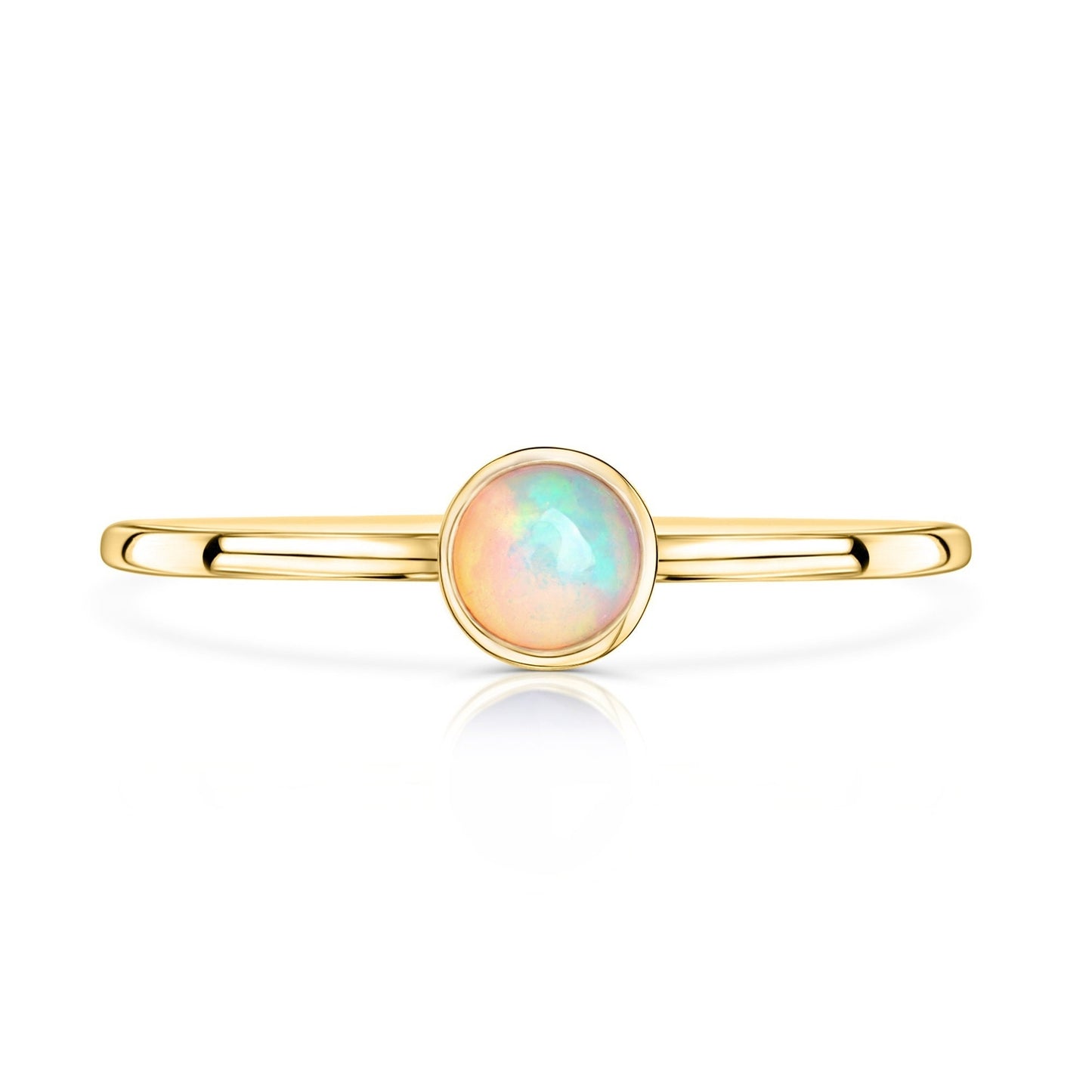 14k Gold Ethiopian Opal Ring, 14k Solid Rose Gold Genuine Opal Ring, Dainty Stackable Ring, Minimalist Ring, Handmade Jewelry