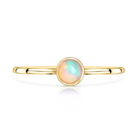14k Gold Ethiopian Opal Ring, 14k Solid Rose Gold Genuine Opal Ring, Dainty Stackable Ring, Minimalist Ring, Handmade Jewelry
