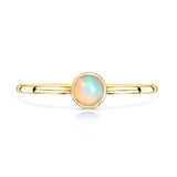 14k Gold Ethiopian Opal Ring, 14k Solid Rose Gold Genuine Opal Ring, Dainty Stackable Ring, Minimalist Ring, Handmade Jewelry