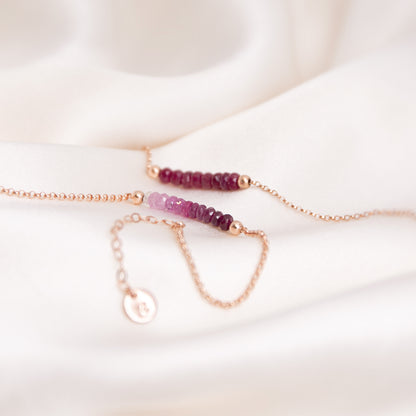 Ombre Ruby Anklet with initials in Rose Gold - Boutique Baltique