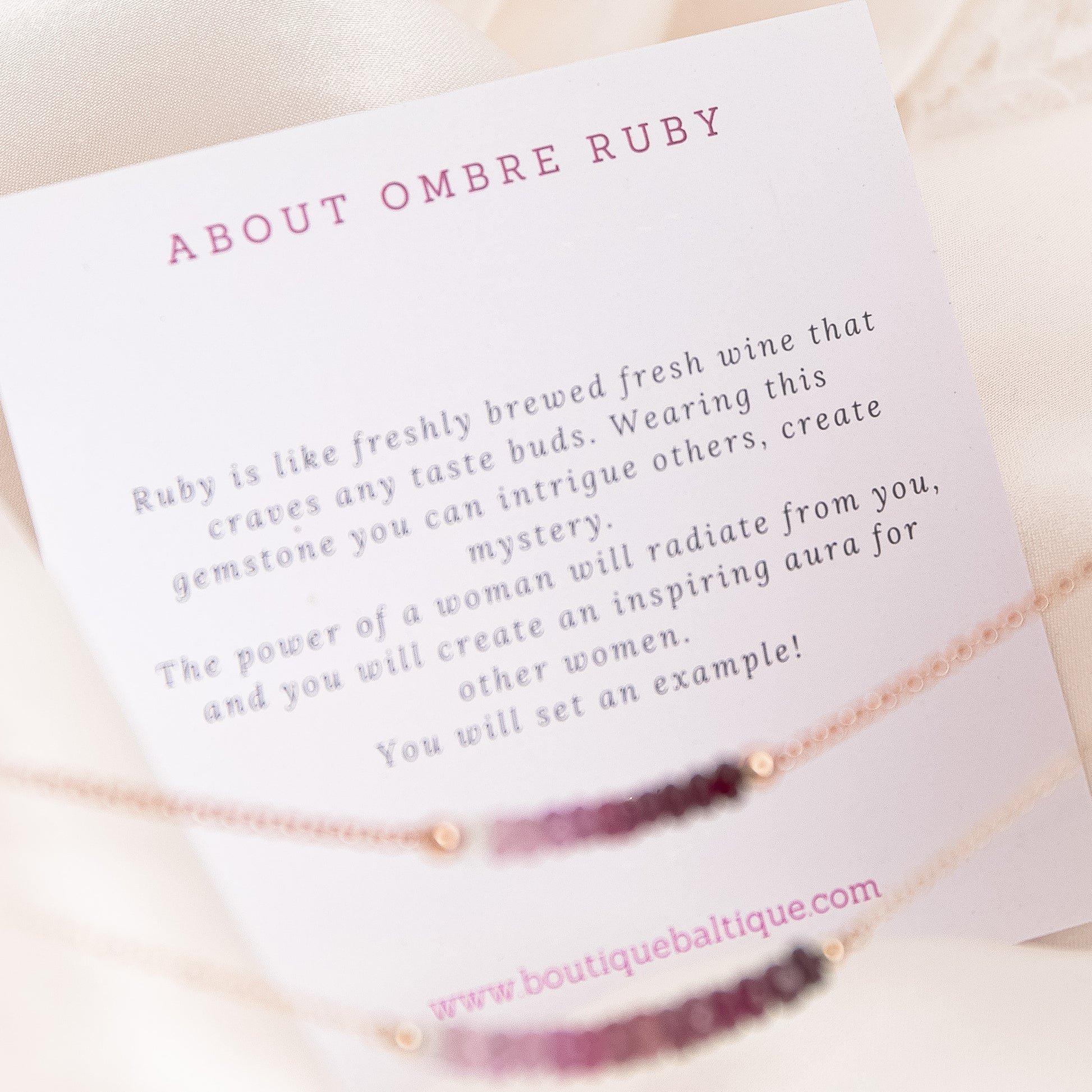 Ombre Ruby Anklet with initials in Gold - Boutique Baltique
