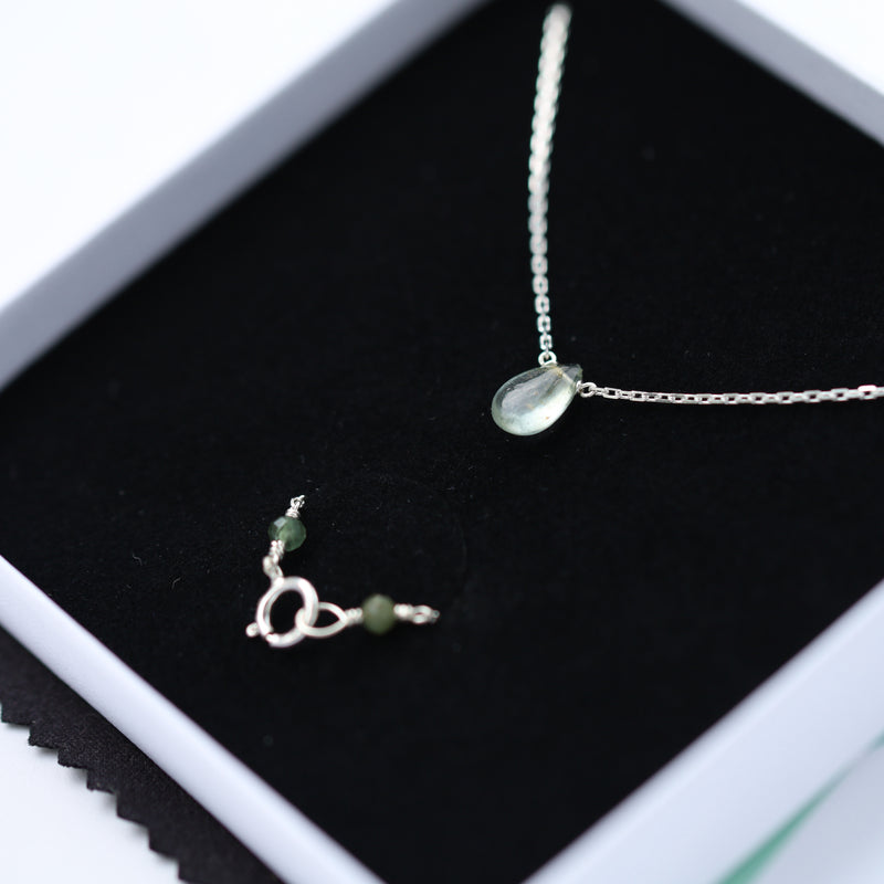 Tiny Moss Aquamarine Necklace