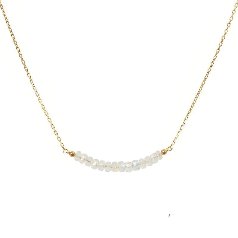 Rainbow Moonstone Bar Necklace - Boutique Baltique
