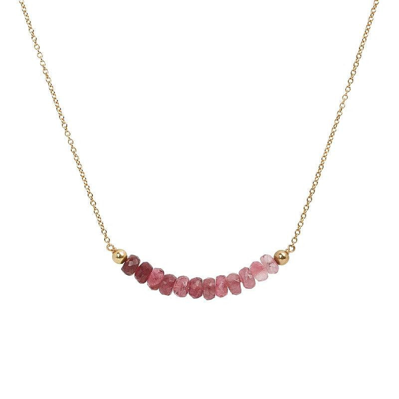 Rubelite Pink Tourmaline Bar Necklace - Boutique Baltique