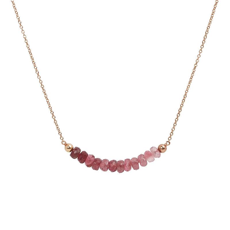 Rubelite Pink Tourmaline Bar Necklace - Boutique Baltique