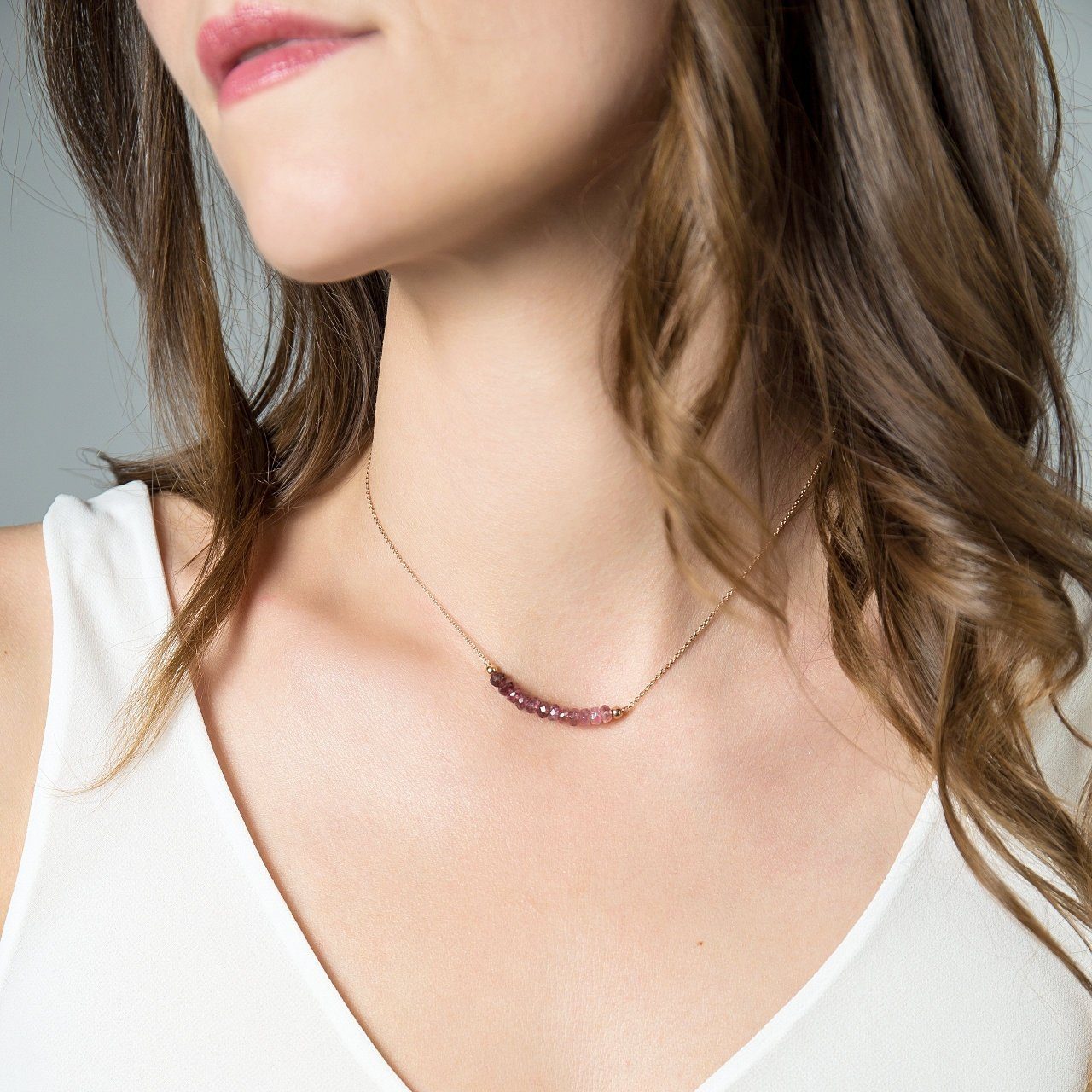 Rubelite Pink Tourmaline Bar Necklace - Boutique Baltique