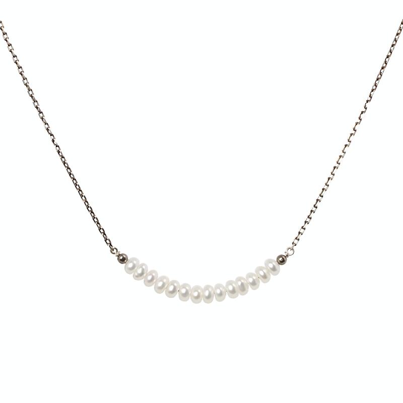 White Freshwater Pearl Bar Necklace - Boutique Baltique